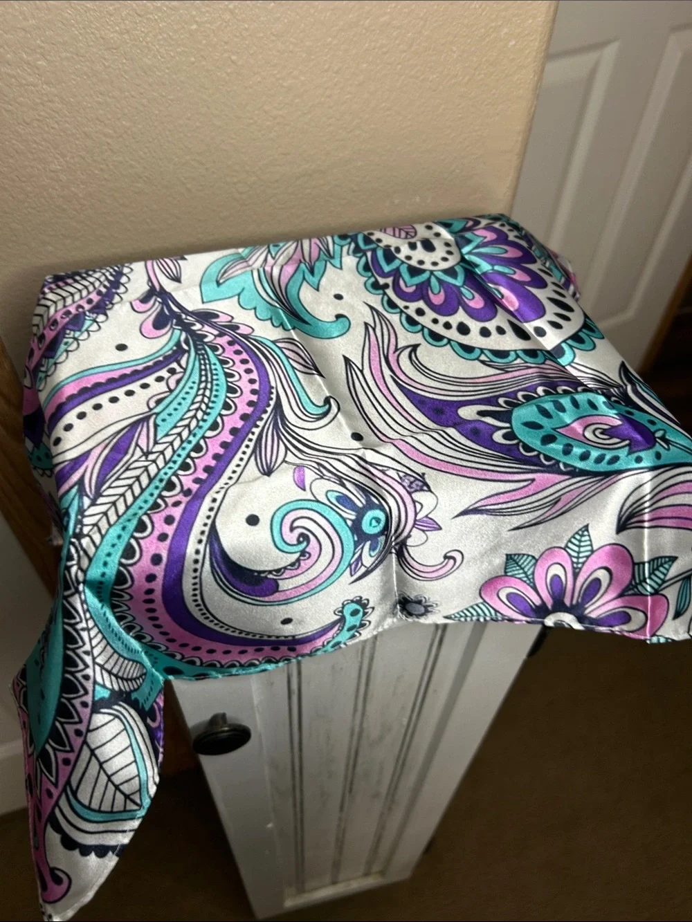 Floral Paisley Square Scarf in Purple & Teal